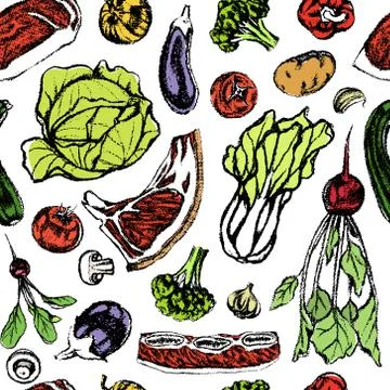 Food seamless pattern Stock Illustration