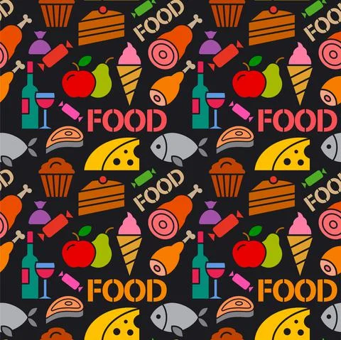 Food seamless pattern Illustrazione stock