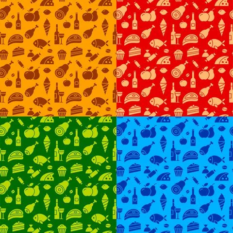 Food seamless patterns Stock Illustration