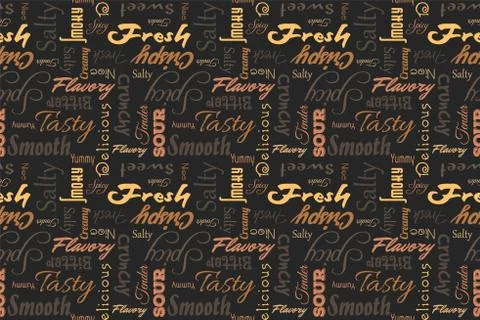 Food seamless vector pattern background. Wallpaper delicious, tasty, crispy Stock Illustration