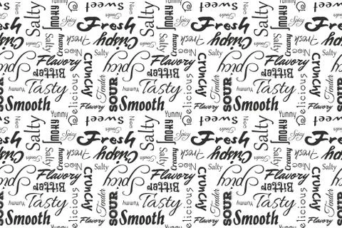 Food seamless vector pattern background. Wallpaper delicious, tasty, crispy, Stock Illustration