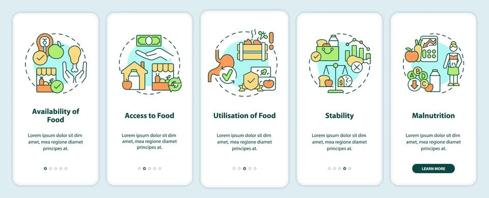 Food security basic definitions onboarding mobile app screen Stock Illustration