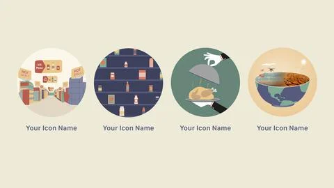 Food Security Icons Vector with Editable Text Illustrazione stock