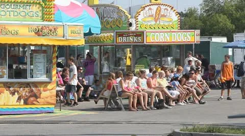 Food Sellers Concessions At A Fun Fair Stock Footage