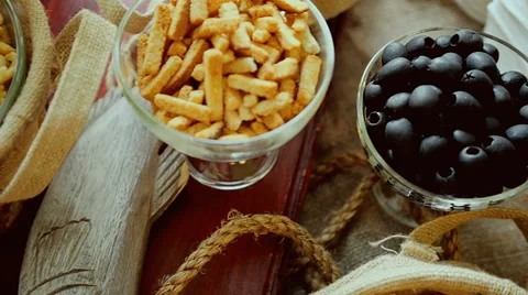 Food served on swedish table Stock Footage 68748979