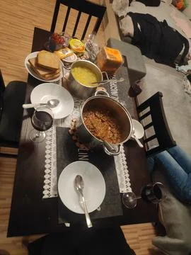 Food Served on the Table Fotos Stock