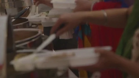 Food serving at Indian wedding Video stock 79446854