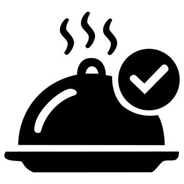 Food serving platter check mark icon Stock Illustration