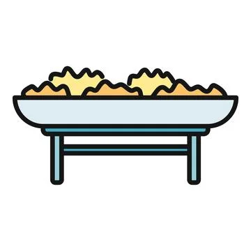 Food serving platter filled with a buffet meal on a stand Stock Illustration