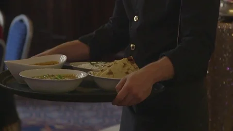 Food serving at wedding event Stock Footage 79446781