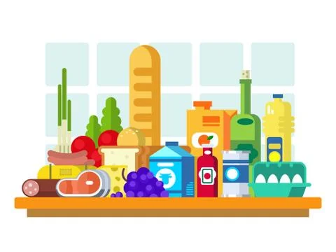 Food set on the table Ilustración de archivo