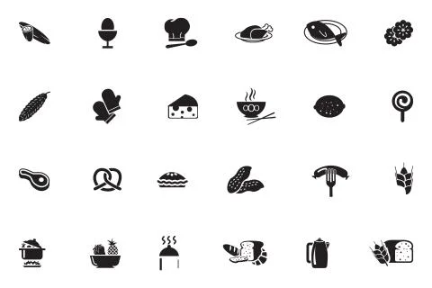 Food Solid Icons Collection Stock Illustration