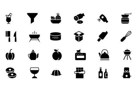 Food Solid Icons Collection Stockillustratie