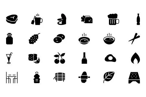 Food Solid Icons Stock Illustration