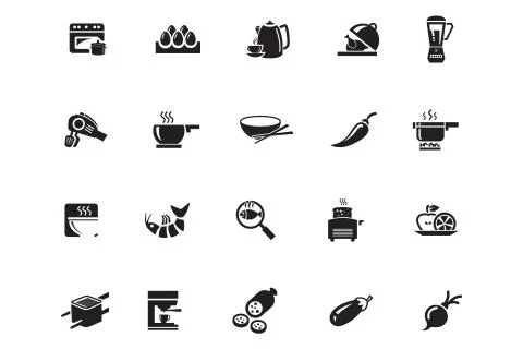 Food Solid Icons Pack Stock Illustration