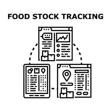 Food stock tracking optimizing supply chain management Stock Illustration