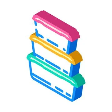 Food storage container plastic package isometric icon vector illustration Illustrazione stock