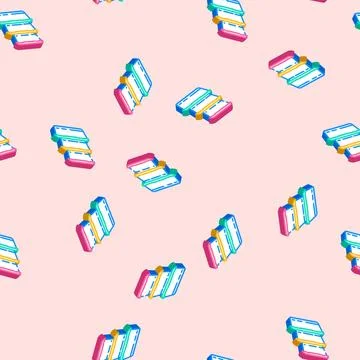 Food storage container plastic package isometric icon seamless pattern Stock Illustration