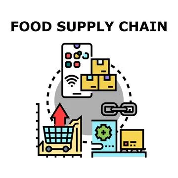 Food supply chain technology optimizing global logistics distribution イラスト素材
