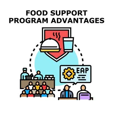 Food support program advantages benefiting people Stock Illustration