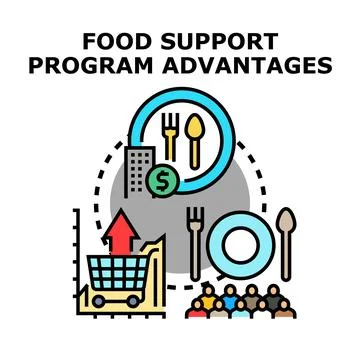 Food support program advantages for social assistance Illustrazione stock