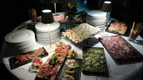 Food on the table in a restaurant Stock Footage 254582713