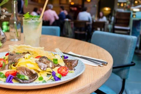 Food on table in a restaurant Stock Photos