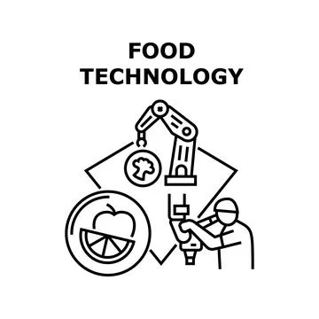Food Technology Vector Concept Black Illustration 스톡 일러스트
