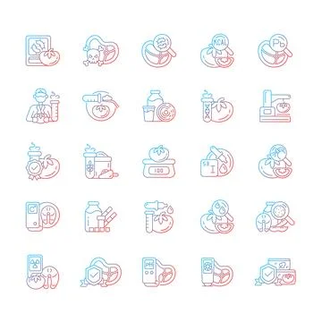 Food testing gradient linear vector icons set 库存插图