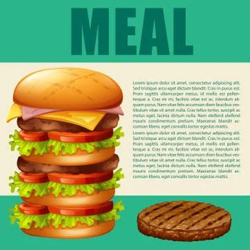 Food theme with hamburger Illustration