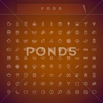 Food Thin Icons Set Stock Illustrationen