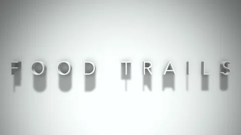 Food Trails 3D title animation with shadows on a white background Stock Footage 296740299