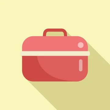 Food tray icon flat vector. Lunch box Stock Illustration