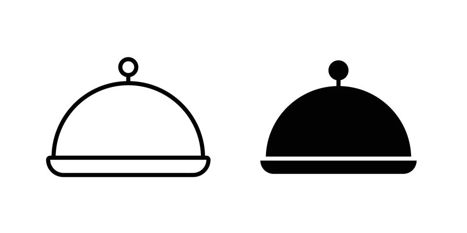 Food tray icon solid, line, and editable vector set. Stock Illustration