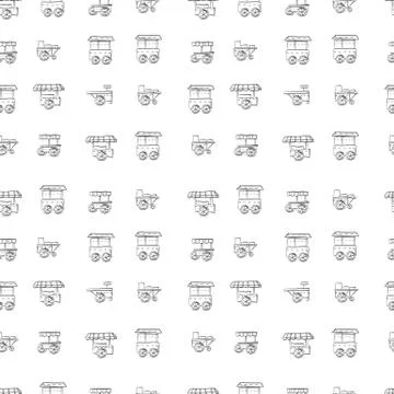 Food trolley vector sketch pattern Stock Illustration