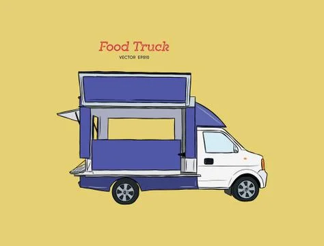 Food truck carnival  hand draw sketch style. Stock Illustration