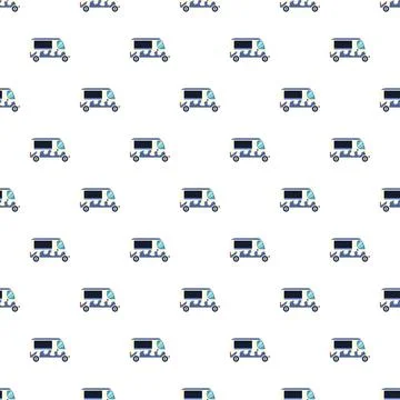 Food truck seamless pattern creating street food vector background イラスト素材