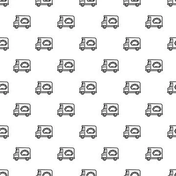 Food truck taco pattern repeat on white background Stock Illustration