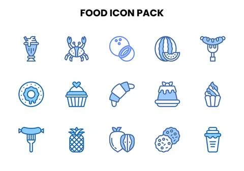 Food Two Colour Bundle Icons Pack Stock Illustration