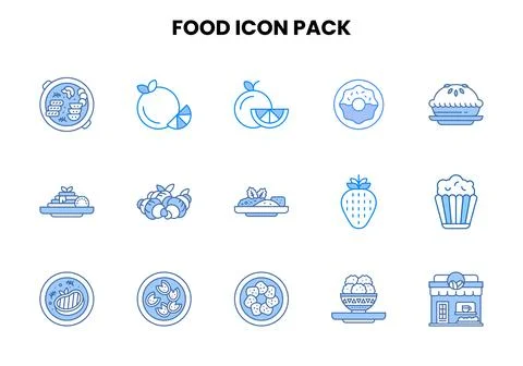 Food Two Colour Bundle Icons Pack Stock Illustration
