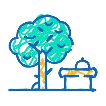 Food under tree icon doodle illustration Stock Illustration