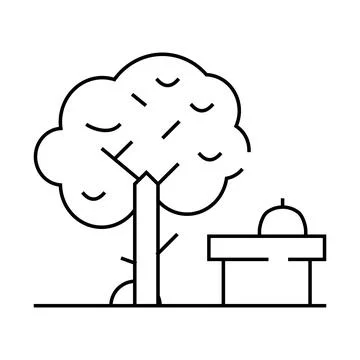 Food under tree line icon vector illustration Stock Illustration