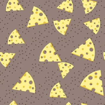 Food vector seamless pattern with many delicious slices of cheese Stock Illustration