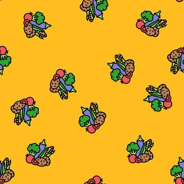 Food vegan vector seamless pattern Stock Illustration