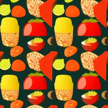 Food vegetable abstract pattern seamless, random element vintage design wal.. Stock Illustration