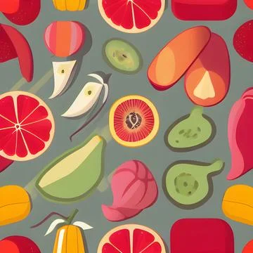 Food vegetable abstract pattern seamless, random element vintage design wal.. Illustrazione stock