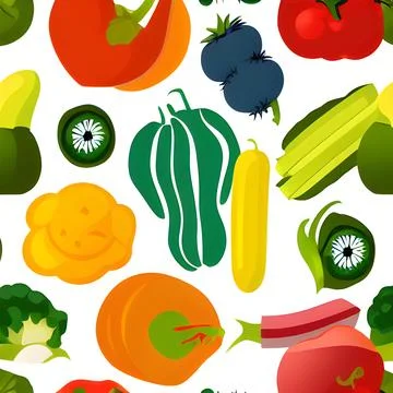 Food vegetable abstract pattern seamless, random element vintage design wal.. Stock Illustration