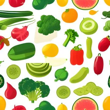 Food vegetable abstract pattern seamless, random element vintage design wal.. Stock Illustration