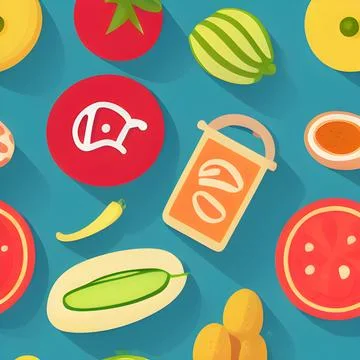 Food vegetable abstract pattern seamless, random element vintage design wal.. Stock Illustration