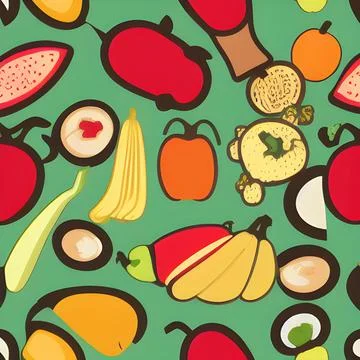 Food vegetable random pattern seamless, abstract element vintage design wal.. Stock Illustration